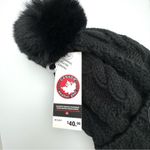 Canada Weather Gear Cable Knit Black Beanie Pom Pom NEW! Photo 4