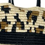 Women’s Tote Bag Woven Braided Casual Zip Closure Black Natural Size Large Photo 4