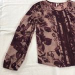Frenchi M Purple Sheer Floral Blouse Size M Photo 1