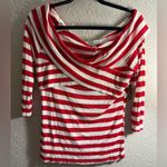 Belle Sky  Red and White Striped Off-Shoulder Blouse Photo 1