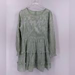 Roller Rabbit  Mint Green Mini Dress L Clermont Nori Silver‎ Tie Tassels Tiered Photo 1