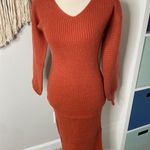 Petal and Pup Rust Orange Ribbed Balloon Sleeves Caledonia Sweater Midi Dress XS Photo 1