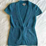 White Stag  Teal Knit Short Sleeve Button Front Cardigan Sz S Twee Whimsigoth Alt Photo 0