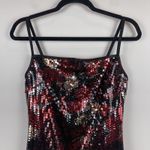 EXPRESS Y2K Womens Mini Dress M 7/8 Red Black Sequins Body Con Party Cocktail Photo 1