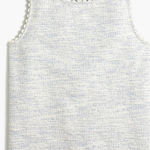 J.Crew  WOMENS TEXTURED SCALLOPED TWEED TANK BLOUSE BLUE WHITE XS AK960 Photo 0