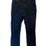 Abercrombie & Fitch Black Washed Ankle Straight Ultra High Rise Distressed Jeans Photo 0