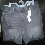 Forever 21 NWT  Premium Plus Frayed Distressed Black Jean Bermuda Shorts Size 18 Photo 1