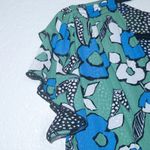 CAbi New Green & Black Comic Strip Floral Reversible Celebrate Dress Medium Photo 2