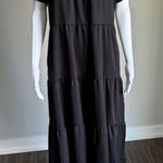 Smock Tiered Maxi Dress With Side Pockets Black Size XL Photo 0