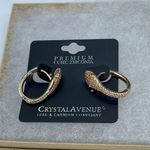 NWT Gold colored Crystal Avenue pave CZ snake head huggie earrings Photo 7