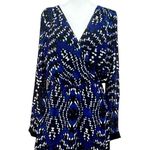Adelyn Rae Faux Wrap Print Shirt Dress Size M Blue Black Open T Back Photo 1