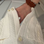Vtg British Vogue Wintuk Cable Knit Cardigan flaw shown in pic fisherman White Size M Photo 5