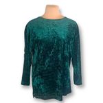 Vintage 90s Whimsygoth Shirt Crushed Kelly Green Velvet Tunic Long Sleeves Size M Photo 1