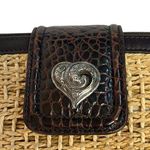 Brighton VTG Purse Brown Leather Straw Woven Double Handle Heart Boho 90s Y2K Photo 2