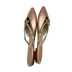 Rene Caovilla Rose Metallic Leather Flat Mules Faux Pearls Sz 38 Designer Chic Pink Photo 5