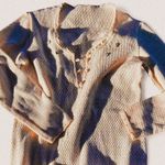 None Vintage cream sweet dainty floral pearl front knit top Photo 0