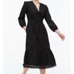 J.Crew  Eyelet-Trim Black Midi Dress Cotton‎ Poplin Size Medium Photo 1