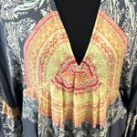 Free People  Bohemian Floral V-Neck Women's Top - Gray and Yellow Women’s Medium Photo 5