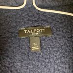 Talbots size small petite Navy Jacket yellow Trim fleece white zip up Photo 2