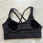 Zyia [ Active] Velvet Floral Black Strappy Sports Bra- Medium Photo 2