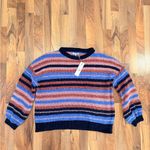 Woven Heart  Women's Striped Sweater in Red, Blue, and Black Photo 1