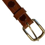 2 Vintage 70s Thin Brown Leather Beaded Belts Size 36” Photo 8