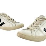 VEJA  Esplar Women's White Leather Logo Low Top Lace Up Athletic Sneakers Shoes 9 Photo 4