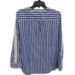 Talbots  Womens Cotton  Top Blouse Long Sleeve Blue Striped Henley size large Photo 3