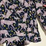 Kate Spade  Panther animal print Dot‎ Wrap Blouse Blue Purple size 6 Photo 7
