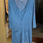 Poetry Charcoal Gray Silk Linen V Neck Long Cardigan Size 10 Photo 0