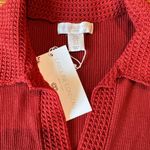 Caroline Constas Red Dress Knit Midi bodycon Crochet Collar size M Size M Photo 8