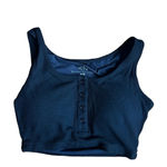 Klassy Network  Henley cropped bra top scoop neck ribbed Black Size XS Photo 1