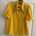 Moon Collection  The Moon Yellow Top Jeweled Blade Collar Rockabilly‎ Medium BOLD Photo 0