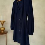 Hutch Designer Button Front Mini Dress Navy Long Sleeve V-Neck Womens Sz S 4 Photo 5