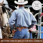 Leather Long Wallet for Men - Western Wallet with Concho Star - Checkbook Wallet  Great Rodeo Wallet Gift for Men Photo 4