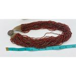 Layered red and brown multistranded statement necklace Red Photo 3