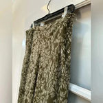 Kate Hill | 100% Silk Midi Floral Olive Green & Cream A-Line Skirt Size 14 Photo 2