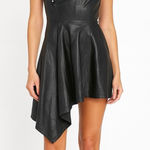 VTG Italian Leather Strapless Studded Cocktail Dress Black Asym Hem 42 80s Glam Size 6 Photo 0