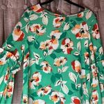 Rose + Olive  Kelly Green Floral Print Bell Sleeve Blouse Size Medium Photo 4
