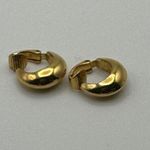 Trifari  Yellow Gold Plated Classic Huggie Hoop Earrings Dainty Clip On Photo 2