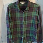 Old Navy The Classic Shirt Green and Navy Plaid Button Down Flannel Shirt, Sz L Photo 0