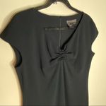 Max Mara  Little Black Dress Noir Solid Cap Sleeve Short Cinched Chest Made Italy Photo 2