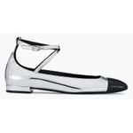 Stuart Weitzman  Eden Ballet Flats Silver Black Leather Cross-Strap US 8 NIB Photo 3