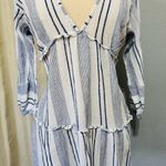 Blue Island  Women Boho Swim Cover Up Blue/White/Stripe Long Bell Sleeve Sz S Photo 1