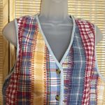 Handmade Vintage Reversible Patchwork Multicolored Plaid Cotton Vest Possibly  Photo 5
