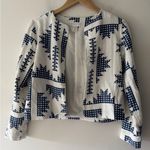 Caroline Constas Quilted Jacket Blazer Gingham Blue Linen Blend Photo 1