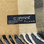 Fraas Cashmink Scarf Tan Black Fringe Tassels Plaid Germany Rectangle Photo 3