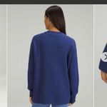 Lululemon Merino Wool Blend Ribbed Crewneck Sweater Blue Size 8 Oversized Photo 2