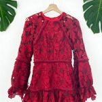 Beulah Scarlet Red Floral Lace Fransisca Mini Dress Photo 8