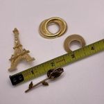 Lot Of 4 Women’s Gold Tone Brooch Pins Metal Eiffel Tower, Rose Photo 5
